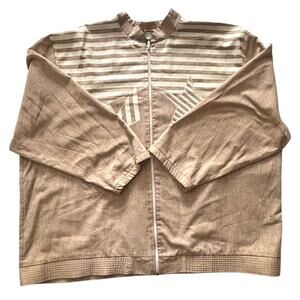 VTG Blair Bomber Jacket Womens 3XL Sand Brown Stripe Geometric Full Zip Classic